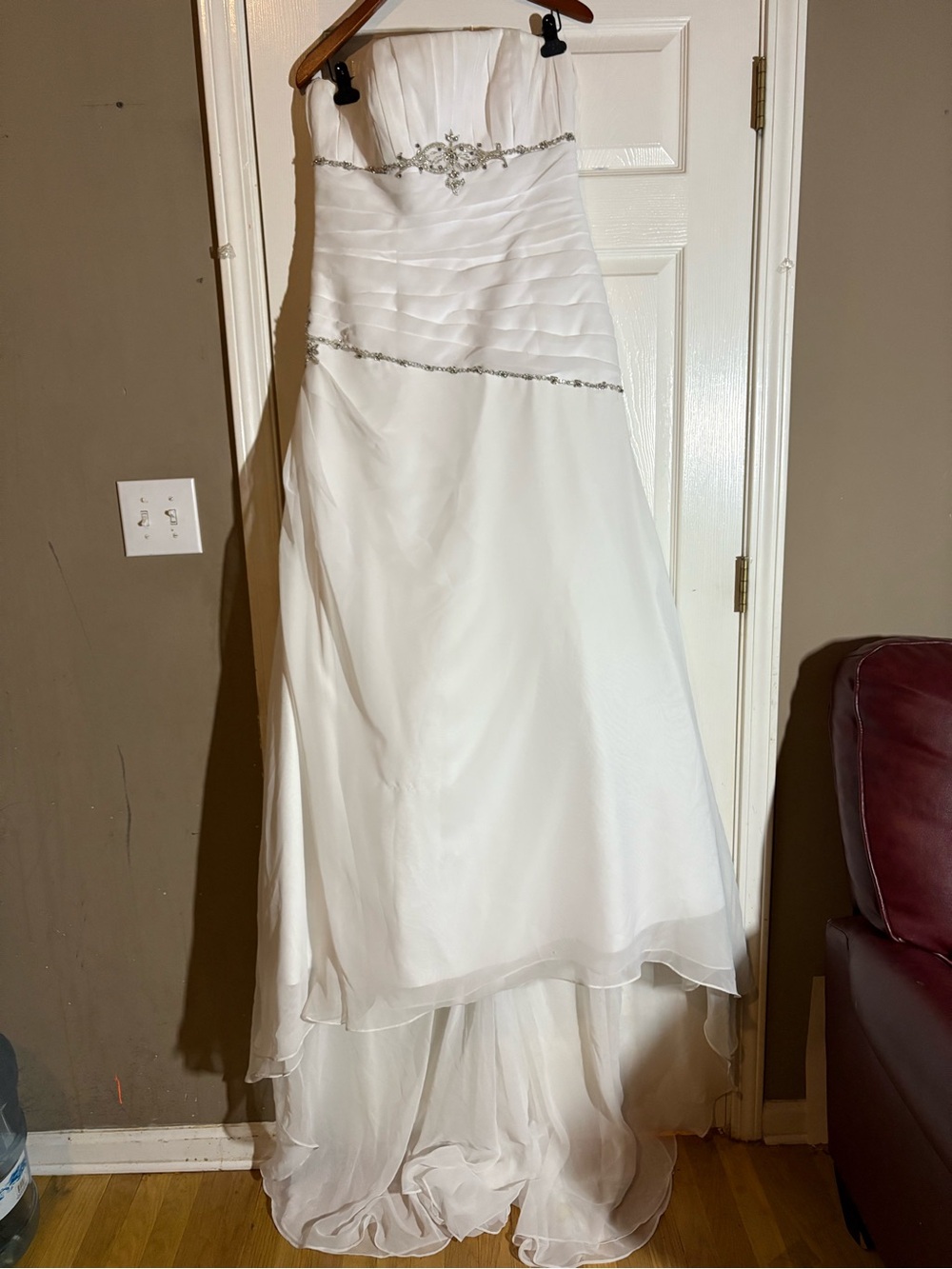 Strapless White Bridal Skirt with Beaded Trim